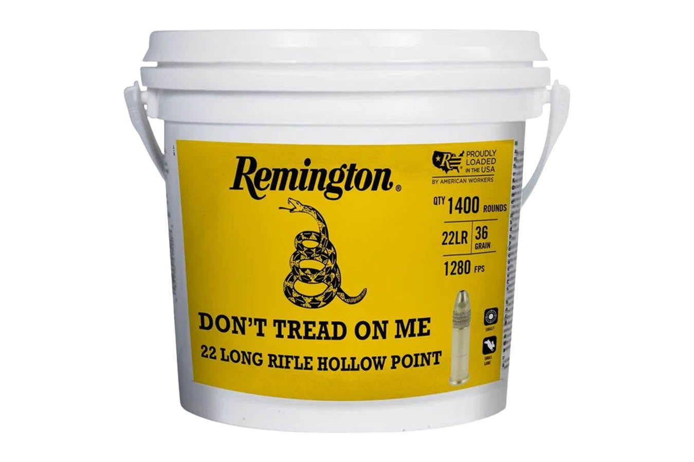 Remington 22LR 36 gr HP Dont Tread on Me 1400 Rounds in Bucket